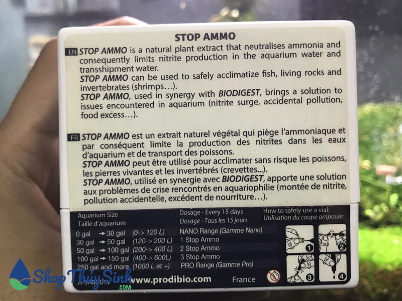 Stop Ammo trì hoãn sự phát triển của amoniac giảm tỉ lệ Nitrit